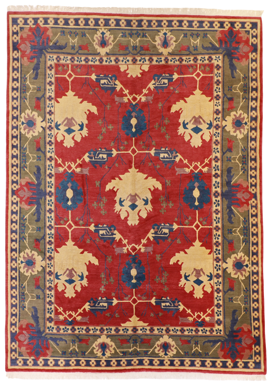 W 9.8 L 13.6 Tibetan 100% Wool Hand-Woven Allover Design - 23856