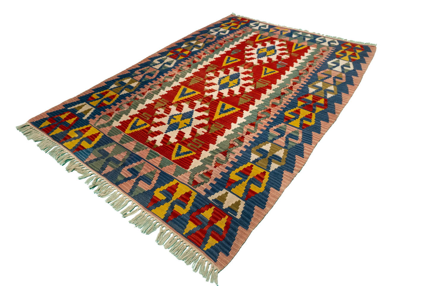 W 5 - L 7.1 - Kilim Wool All Over Rectangle - Finest Hand-Made Quality Wool - 23932