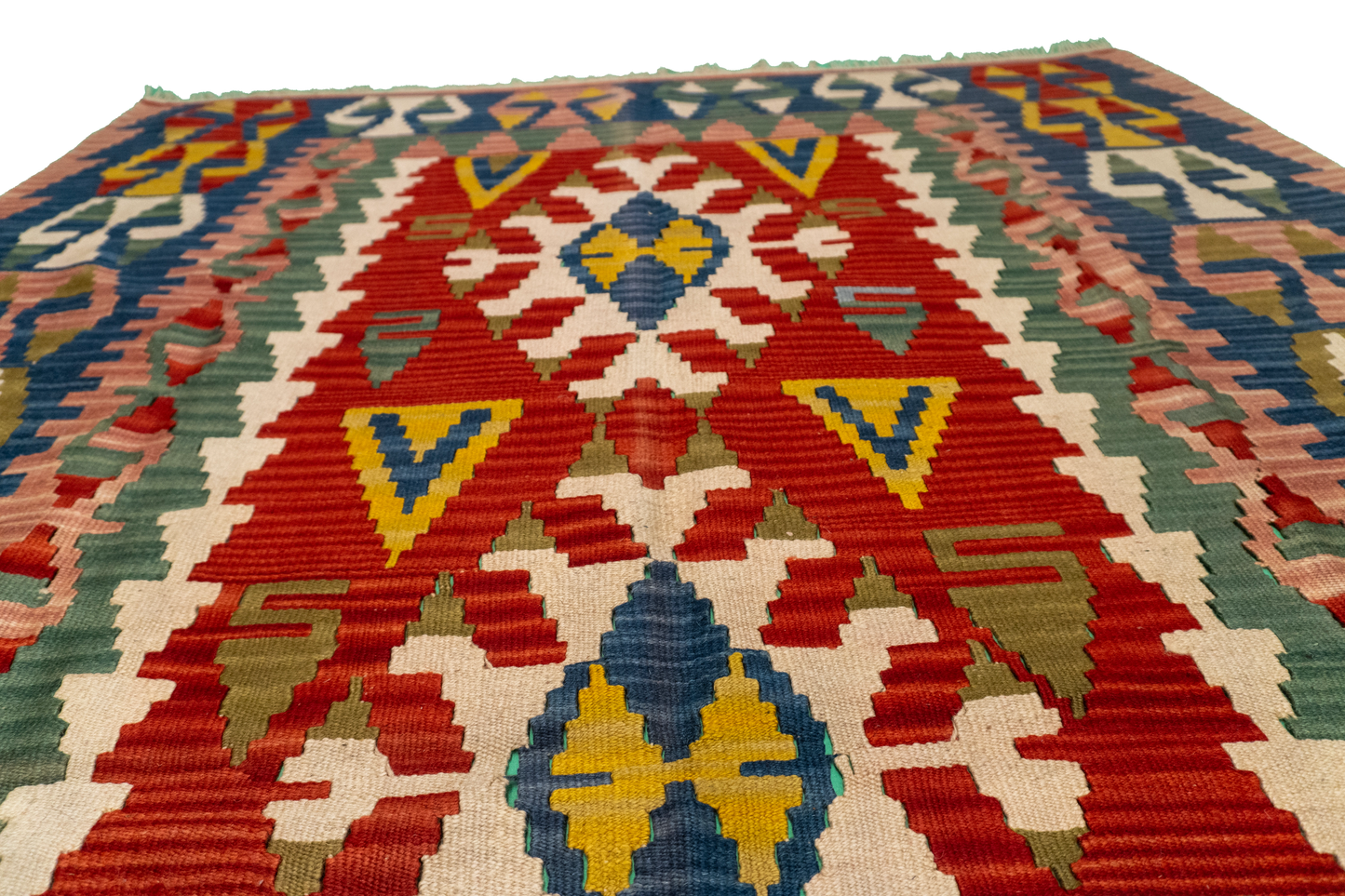 W 5 - L 7.1 - Kilim Wool All Over Rectangle - Finest Hand-Made Quality Wool - 23932
