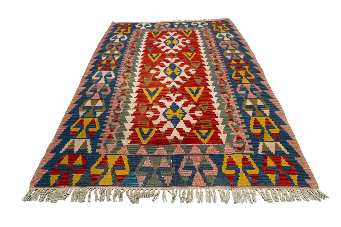 W 5 - L 7.1 - Kilim Wool All Over Rectangle - Finest Hand-Made Quality Wool - 23932