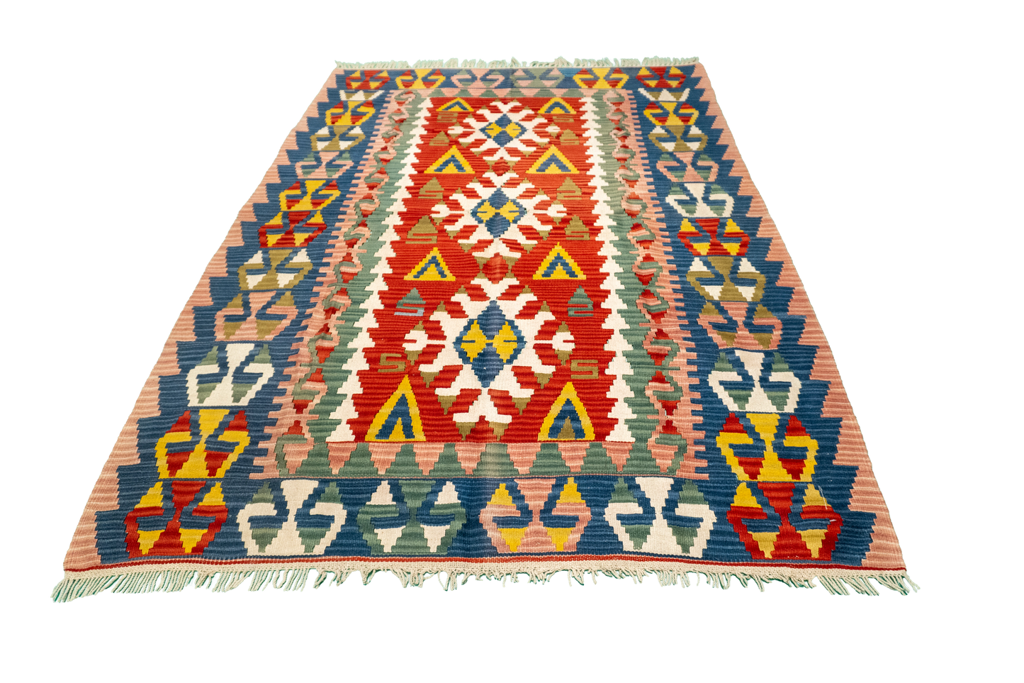 W 5 - L 7.1 - Kilim Wool All Over Rectangle - Finest Hand-Made Quality Wool - 23932