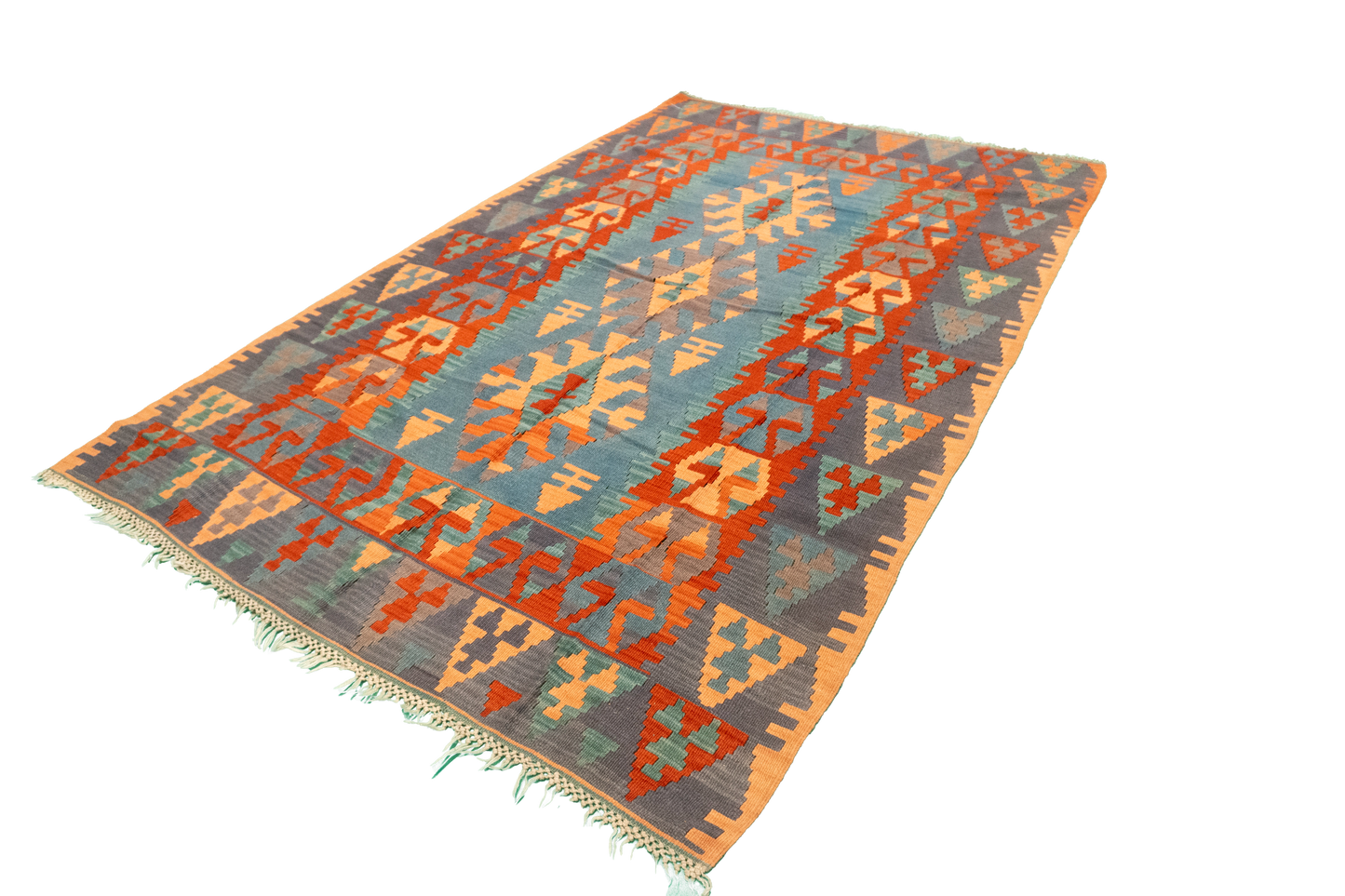 W 5 - L 8 - Kilim Wool All Over Rectangle - Finest Hand-Made Quality Wool - 23937
