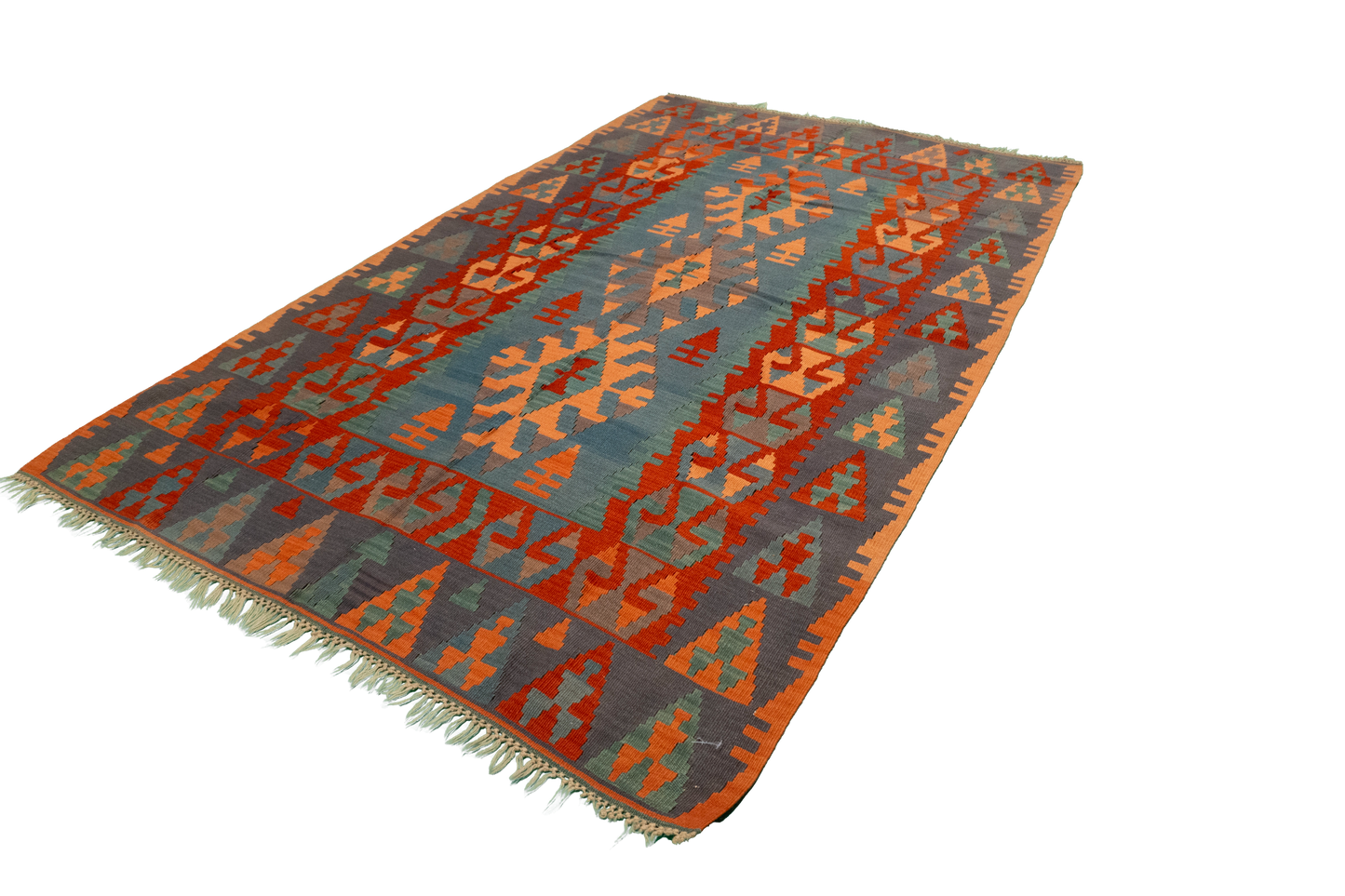 W 5 - L 8 - Kilim Wool All Over Rectangle - Finest Hand-Made Quality Wool - 23937