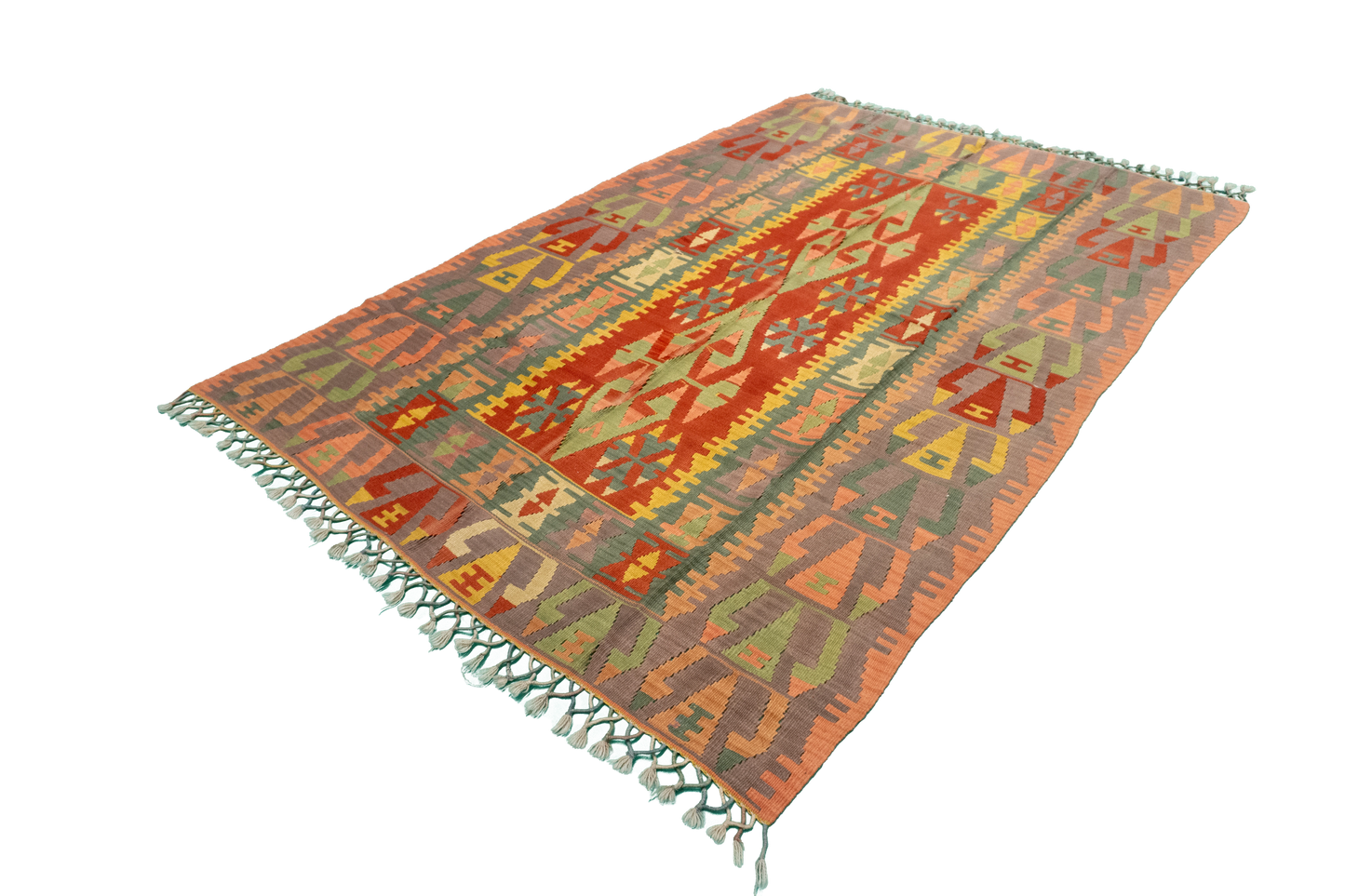 W 5.1 - L 7.7 - Kilim Wool All Over Rectangle - Finest Hand-Made Quality Wool - 23949