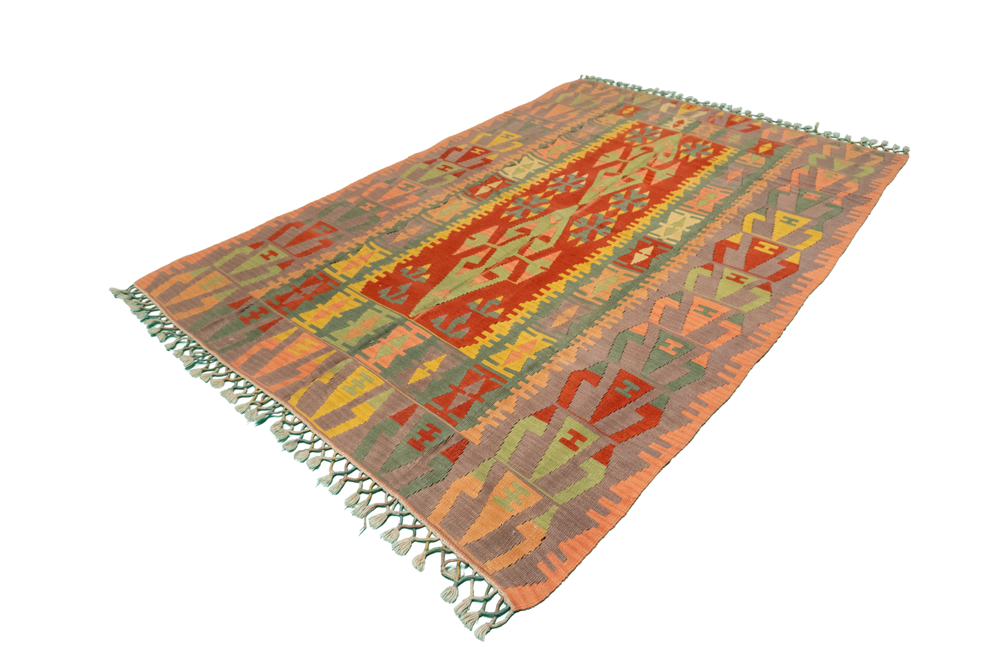 W 5.1 - L 7.7 - Kilim Wool All Over Rectangle - Finest Hand-Made Quality Wool - 23949