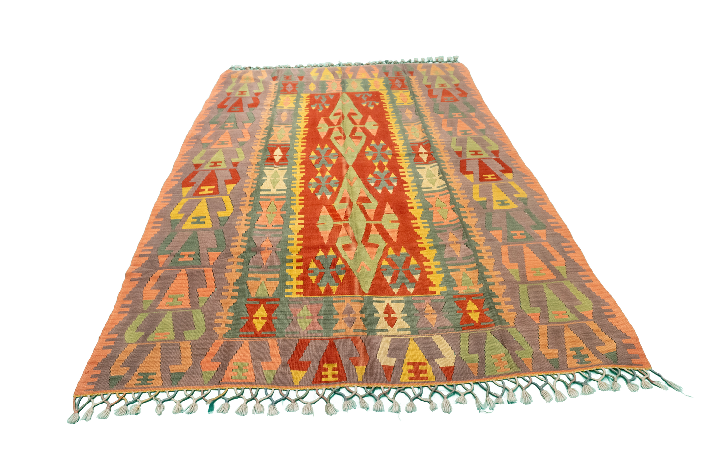 W 5.1 - L 7.7 - Kilim Wool All Over Rectangle - Finest Hand-Made Quality Wool - 23949