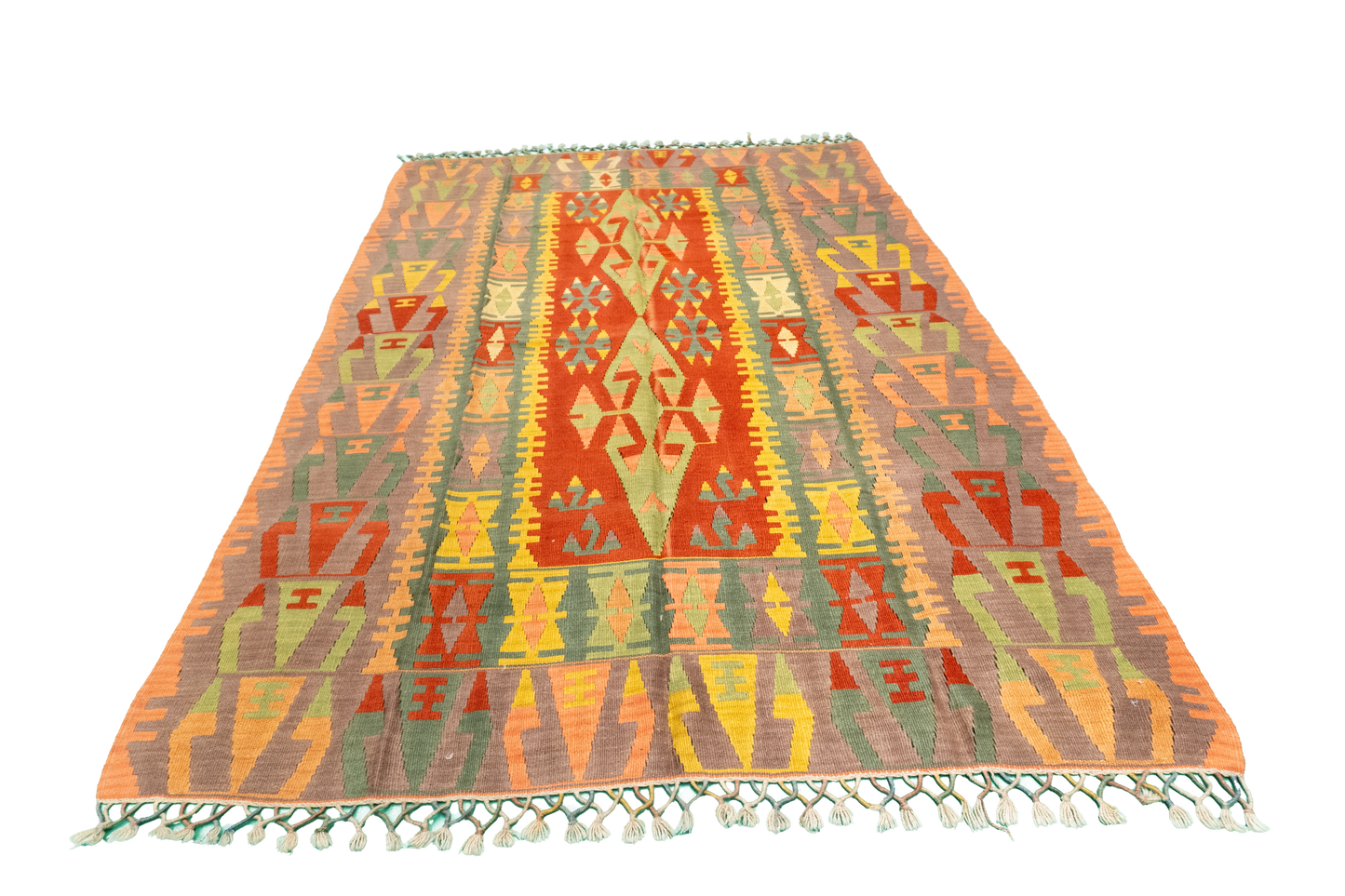 W 5.1 - L 7.7 - Kilim Wool All Over Rectangle - Finest Hand-Made Quality Wool - 23949