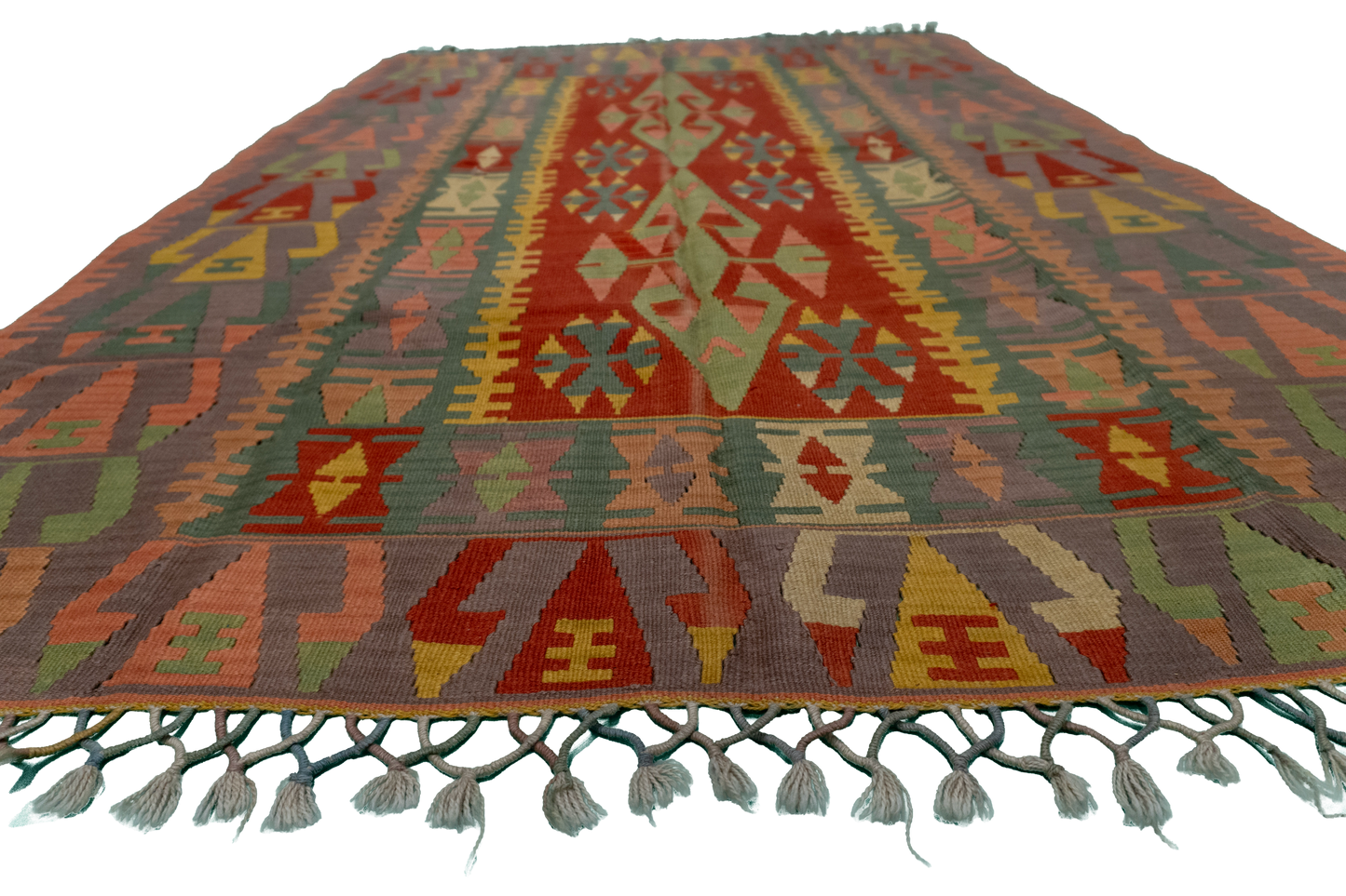 W 5.1 - L 7.7 - Kilim Wool All Over Rectangle - Finest Hand-Made Quality Wool - 23949