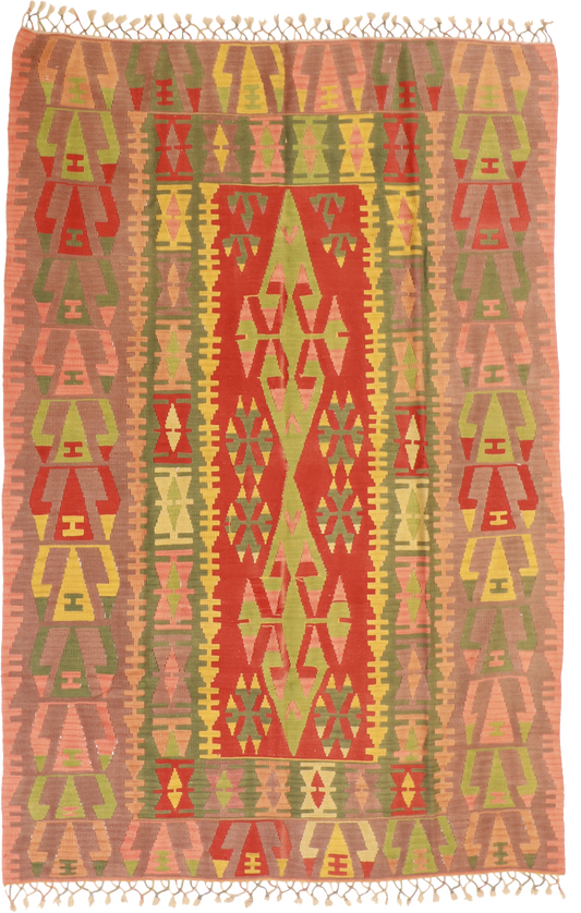 W 5.1 L 7.7 Kilim 100% Wool Hand-Woven All-Over Design - 23949