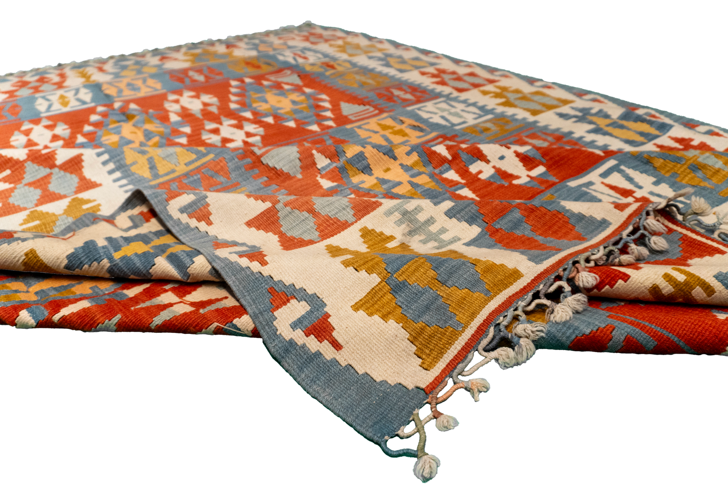 W 6.7 - L 9 - Kilim Wool All Over Rectangle - Finest Hand-Made Quality Wool - 23960