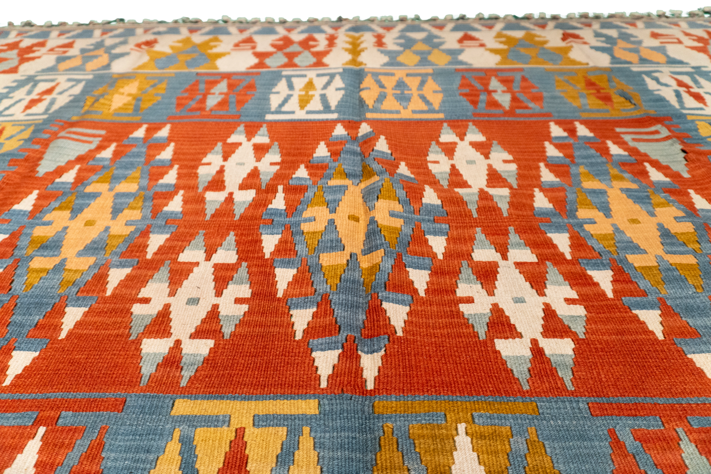 W 6.7 - L 9 - Kilim Wool All Over Rectangle - Finest Hand-Made Quality Wool - 23960