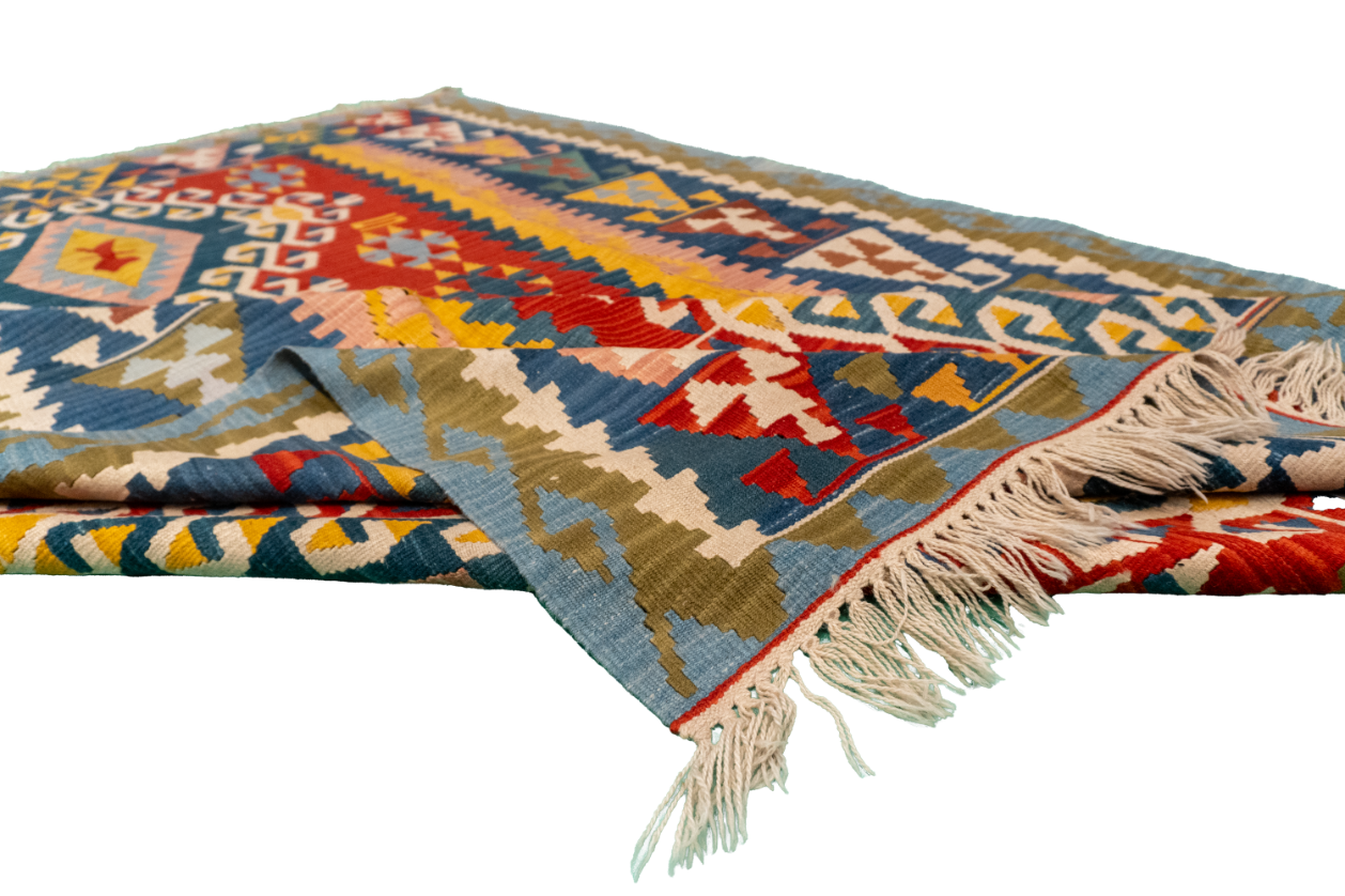 W 6.5 L 9.5 Kilim 100% Wool Hand-Woven All-Over Design - 23970