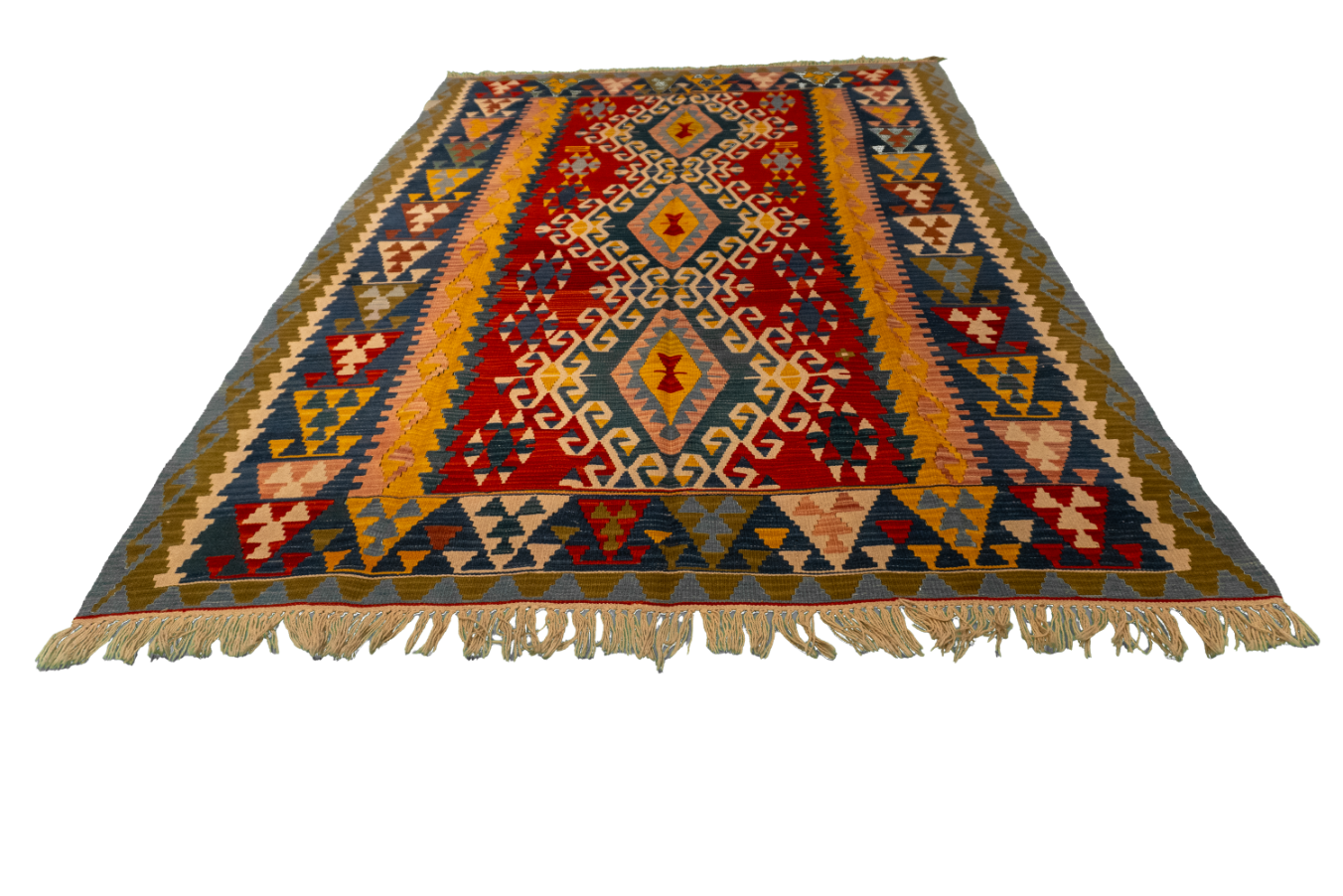 W 6.5 L 9.5 Kilim 100% Wool Hand-Woven All-Over Design - 23970
