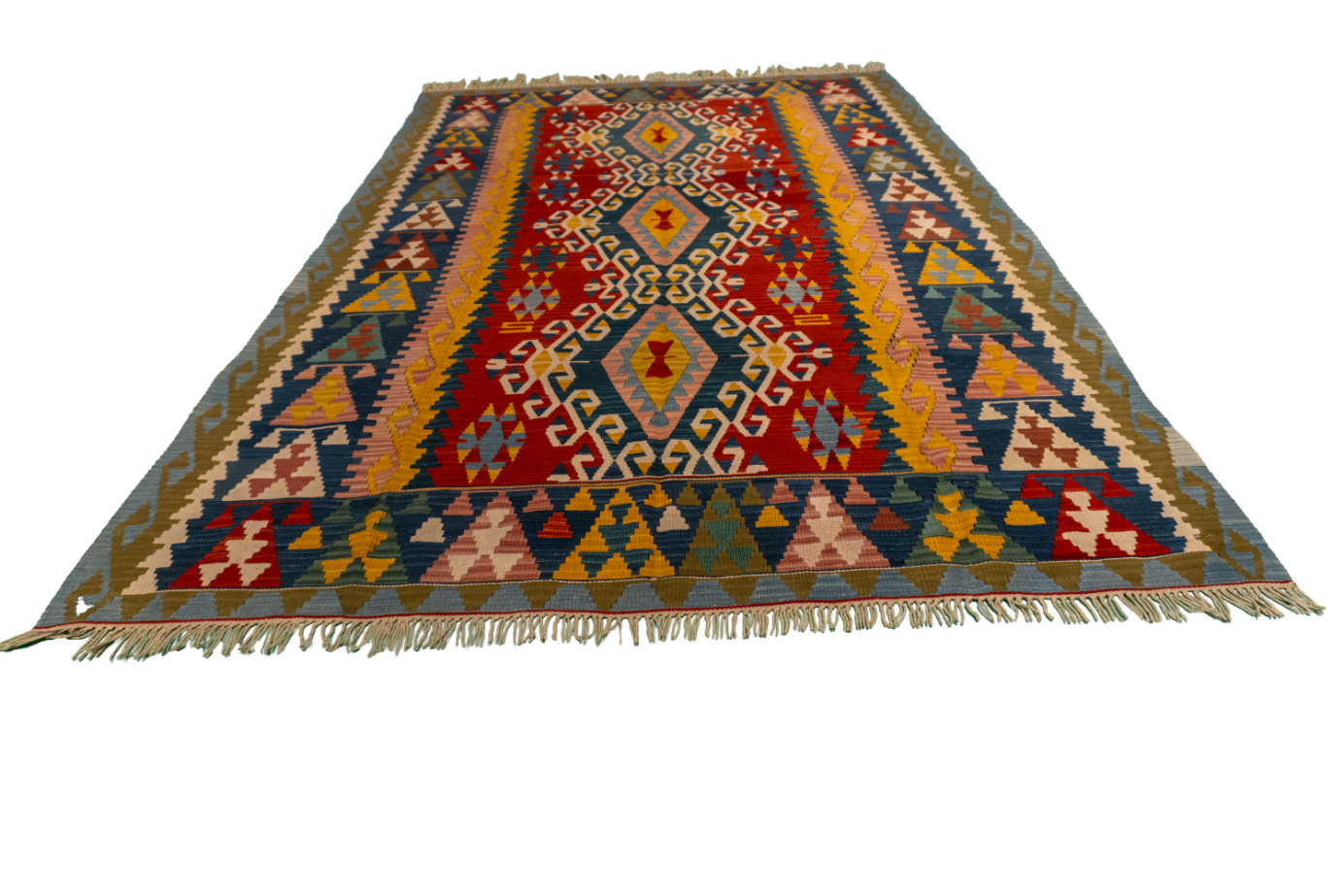 W 6.5 L 9.5 Kilim 100% Wool Hand-Woven All-Over Design - 23970