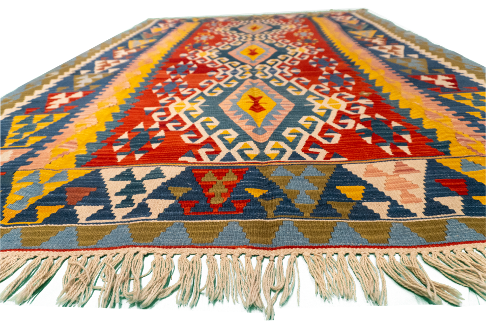 W 6.5 L 9.5 Kilim 100% Wool Hand-Woven All-Over Design - 23970