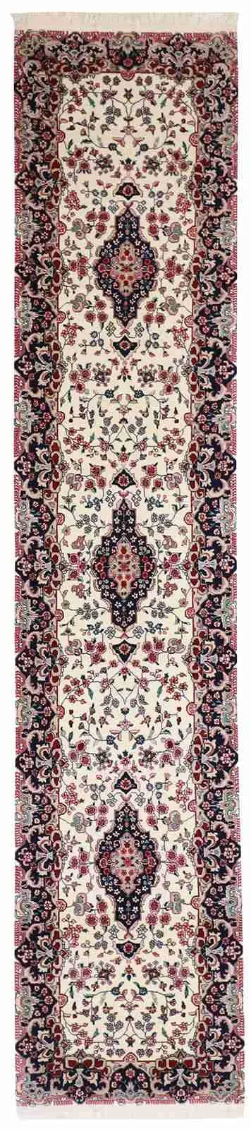 W 2.6 L 11.11 Yazd Runner 100% Wool Hand-Woven Floral Design - 24318