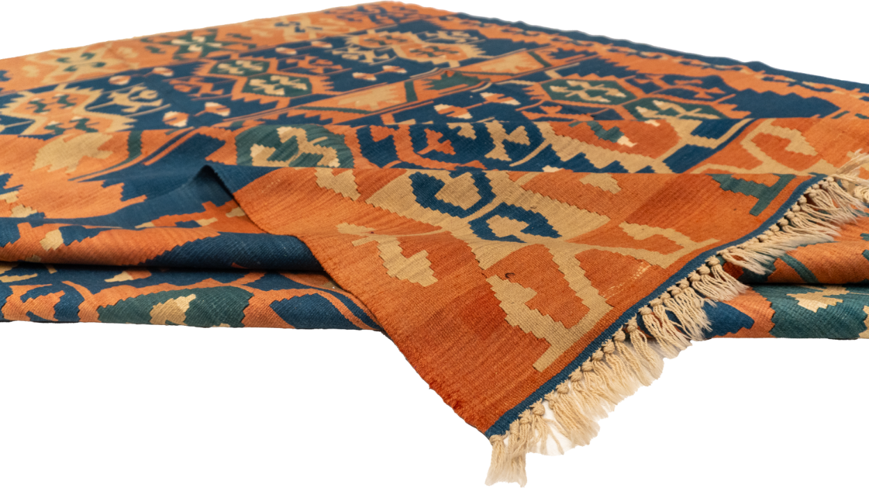 W 8.3 L 11.5 Kilim 100% Wool Hand-Woven All-Over Design - 24360
