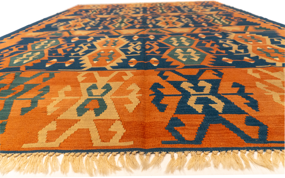 W 8.3 L 11.5 Kilim 100% Wool Hand-Woven All-Over Design - 24360