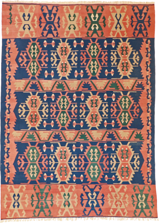 W 8.3 L 11.5 Kilim 100% Wool Hand-Woven All-Over Design - 24360