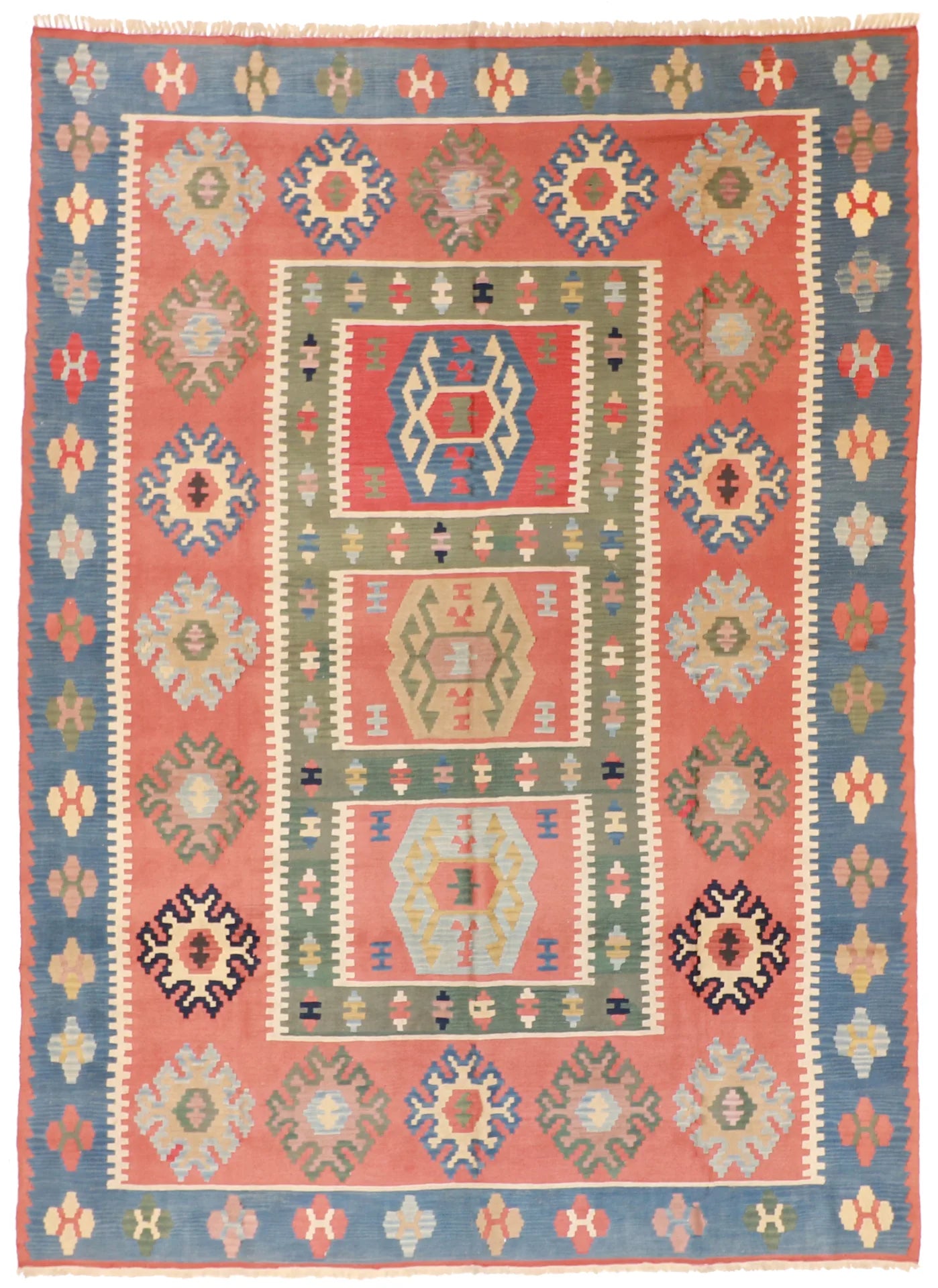8.9 x 12 - Kilim Wool All Over Rectangle - Finest Hand-Made Quality Wool — 24364