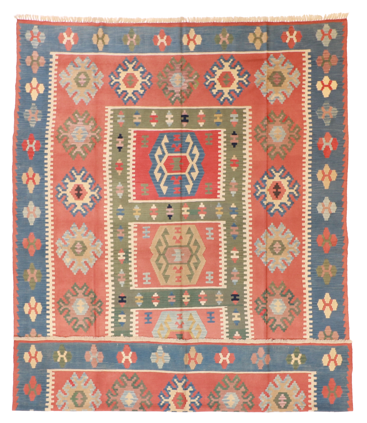 W 8.9 L 12 Kilim 100% Wool Hand-Woven All-Over Design - 24364