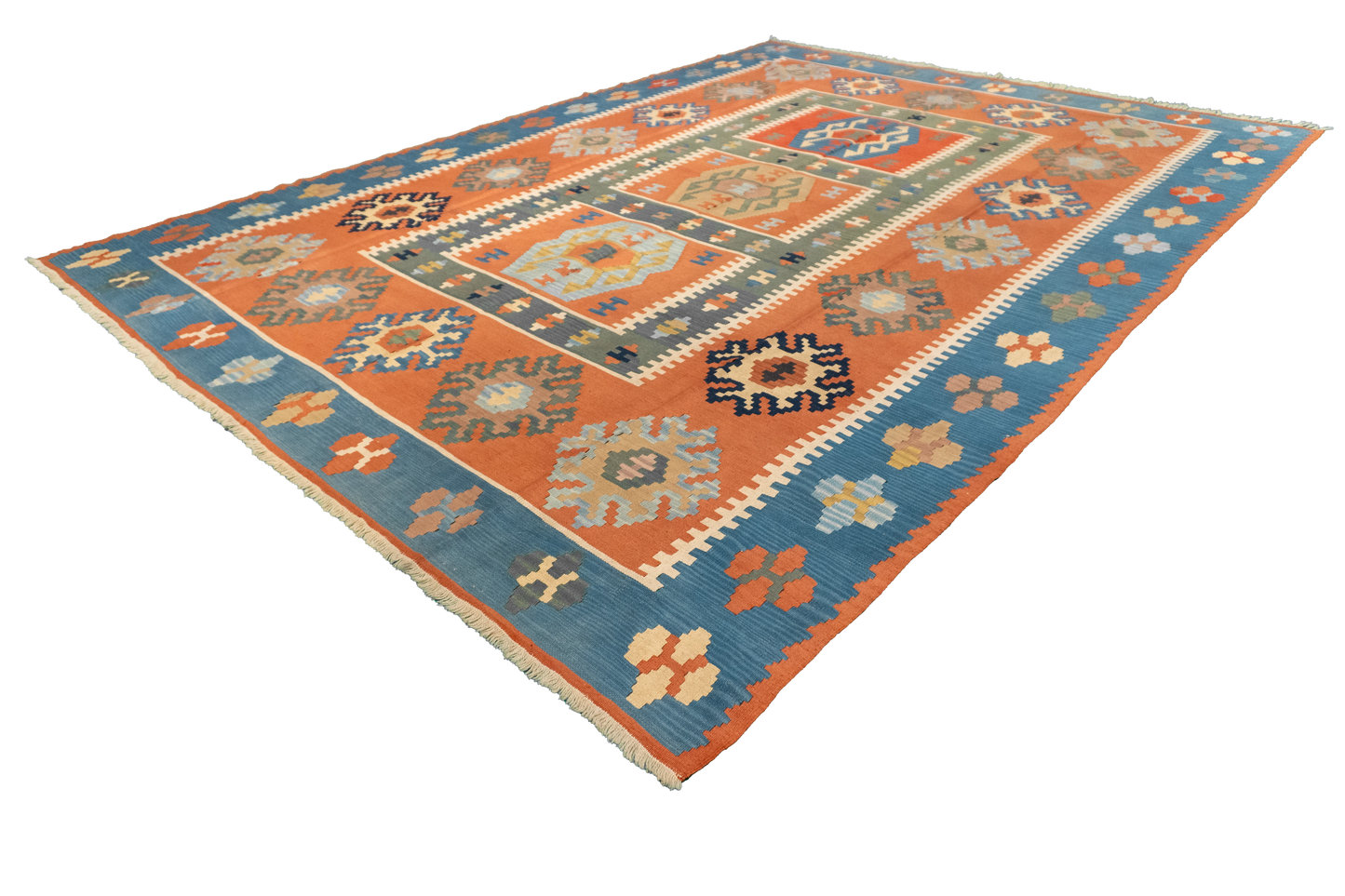W 8.9 L 12 Kilim 100% Wool Hand-Woven All-Over Design - 24364