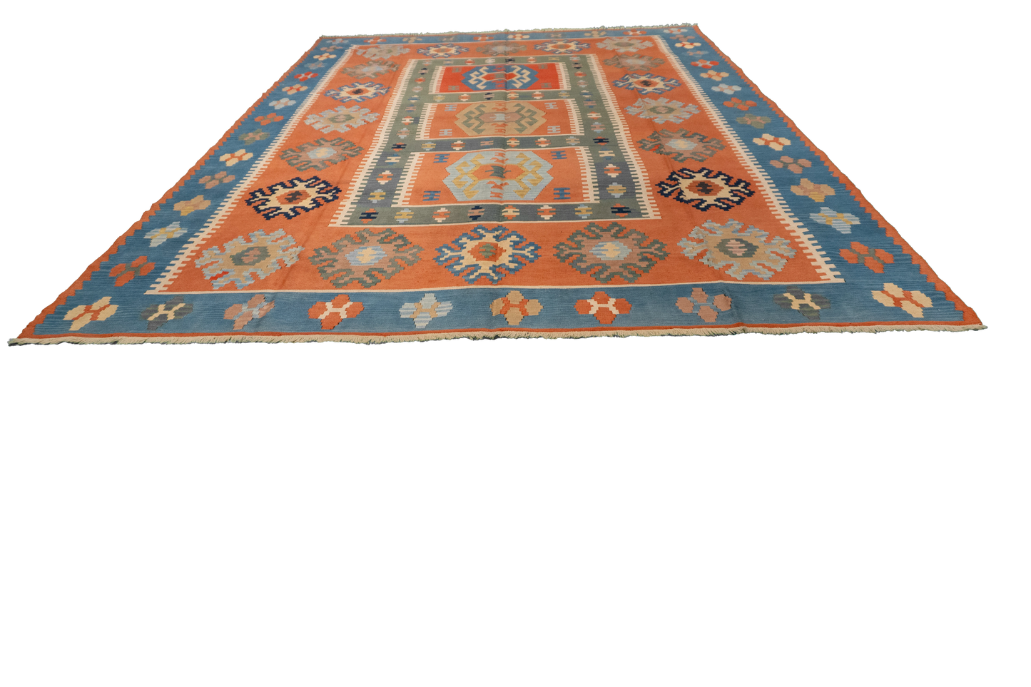 W 8.9 L 12 Kilim 100% Wool Hand-Woven All-Over Design - 24364
