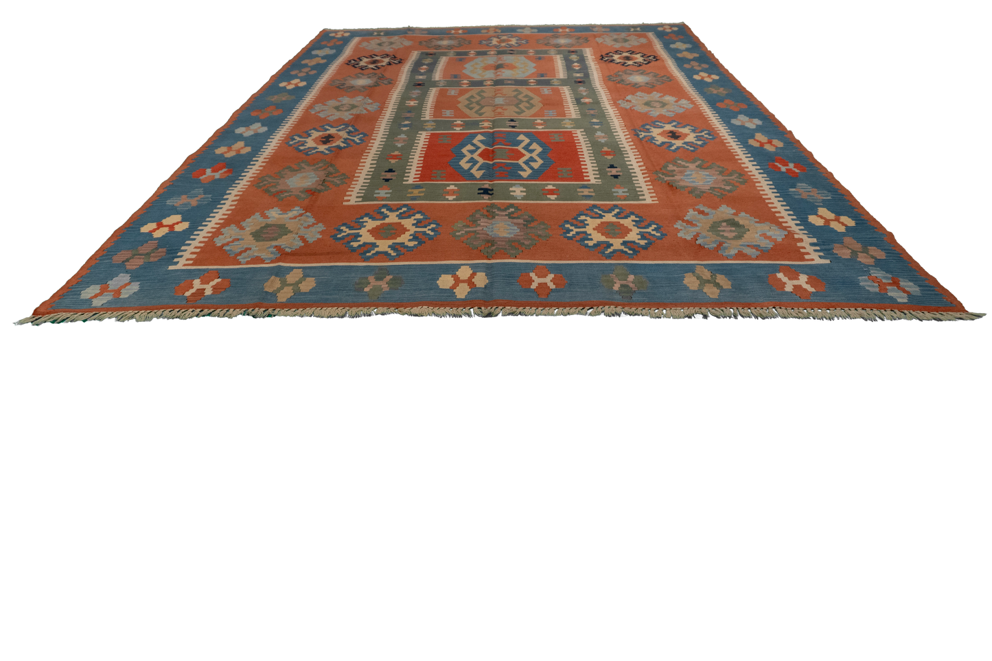 W 8.9 L 12 Kilim 100% Wool Hand-Woven All-Over Design - 24364