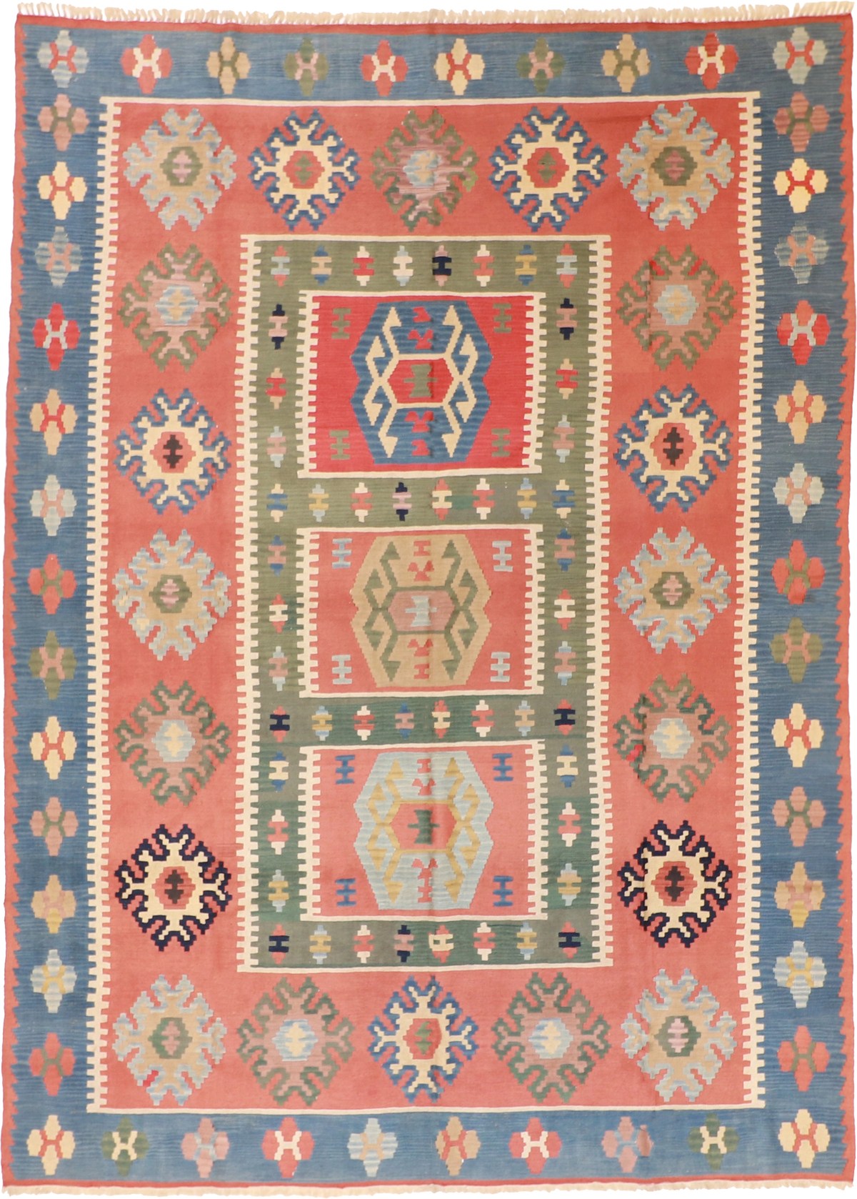 W 8.9 L 12 Kilim 100% Wool Hand-Woven All-Over Design - 24364