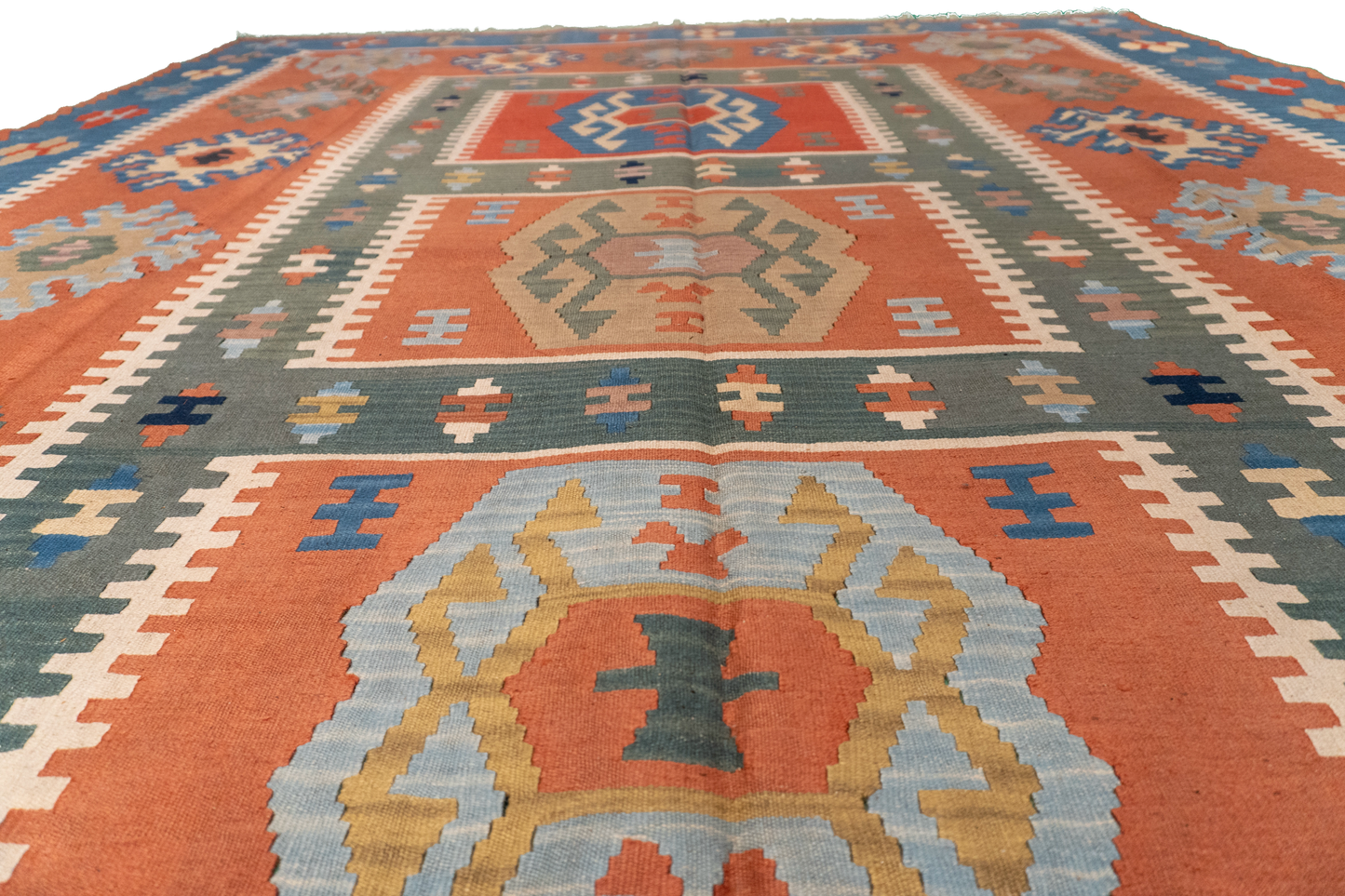 W 8.9 L 12 Kilim 100% Wool Hand-Woven All-Over Design - 24364