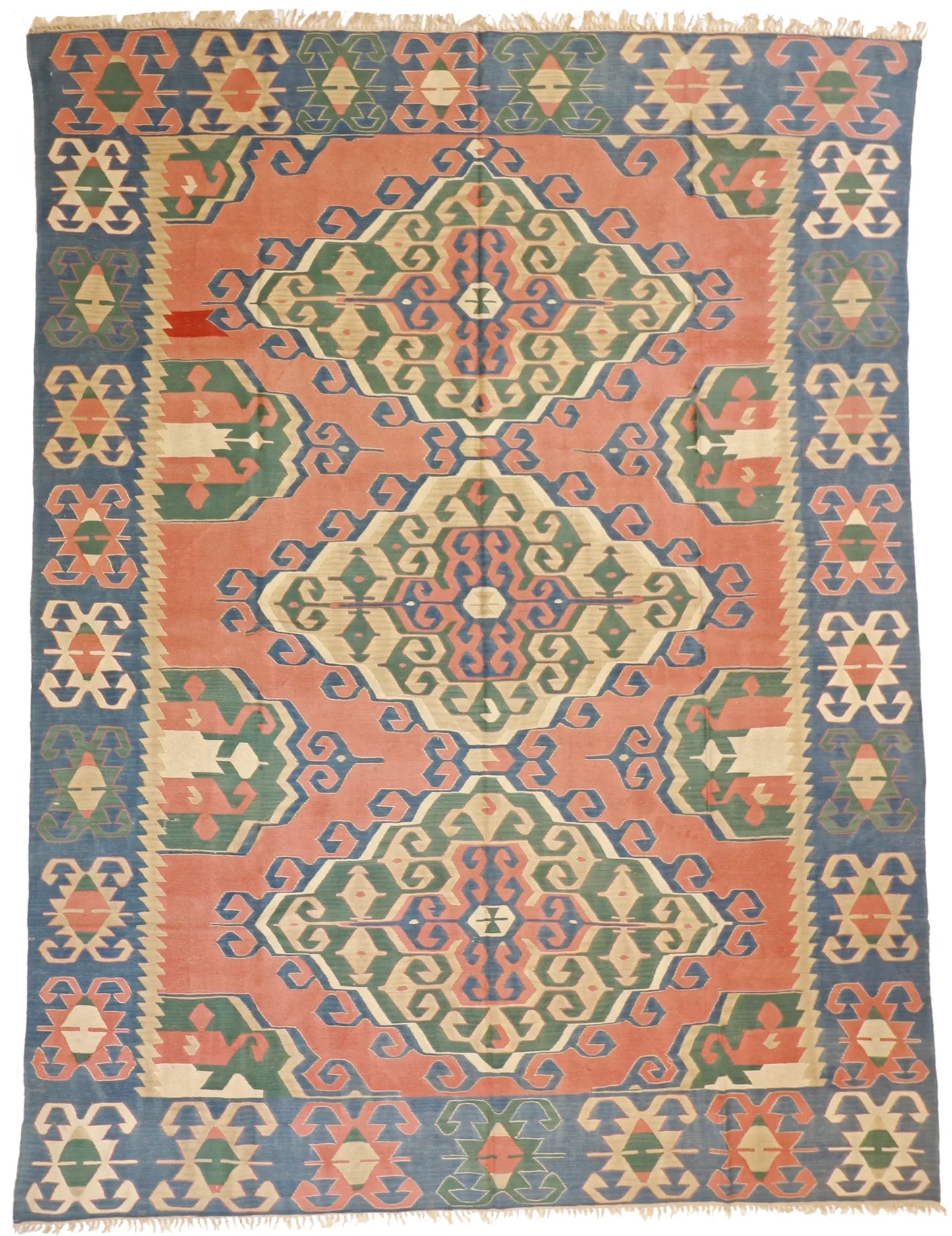 8.11 x 11.8 - Kilim Wool All Over Rectangle - Finest Hand-Knotted Quality Wool — 24365