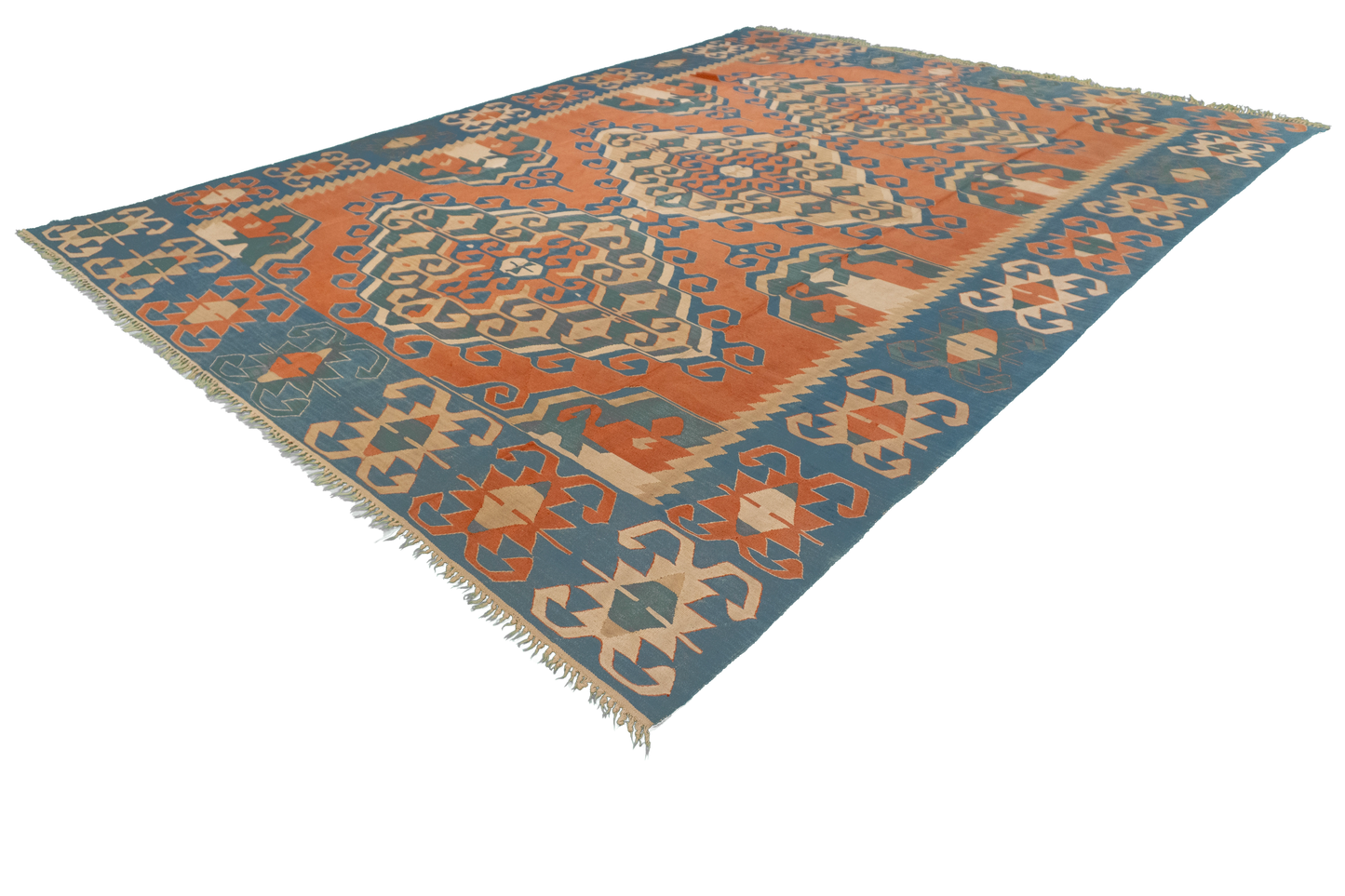 W 8.11 L 11.8 Kilim 100% Wool Hand-Woven All-Over Design - 24365