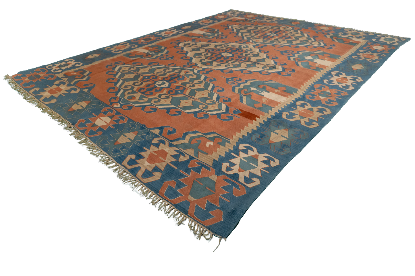 W 8.11 L 11.8 Kilim 100% Wool Hand-Woven All-Over Design - 24365