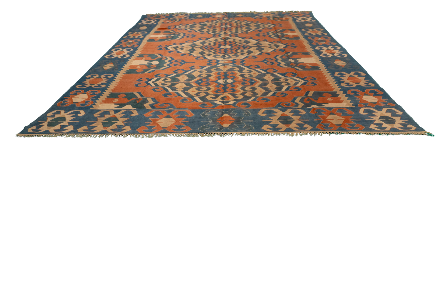 W 8.11 L 11.8 Kilim 100% Wool Hand-Woven All-Over Design - 24365