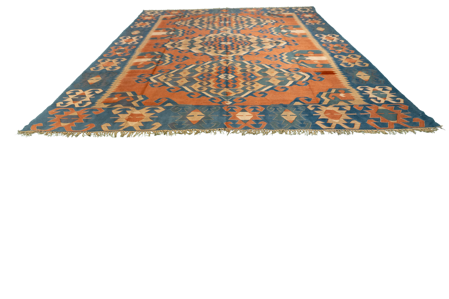 W 8.11 L 11.8 Kilim 100% Wool Hand-Woven All-Over Design - 24365