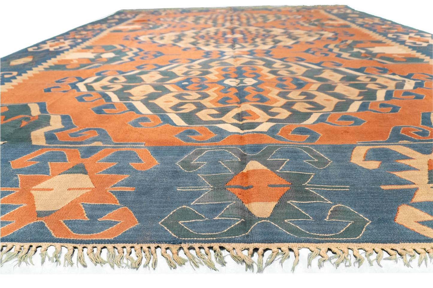 W 8.11 L 11.8 Kilim 100% Wool Hand-Woven All-Over Design - 24365