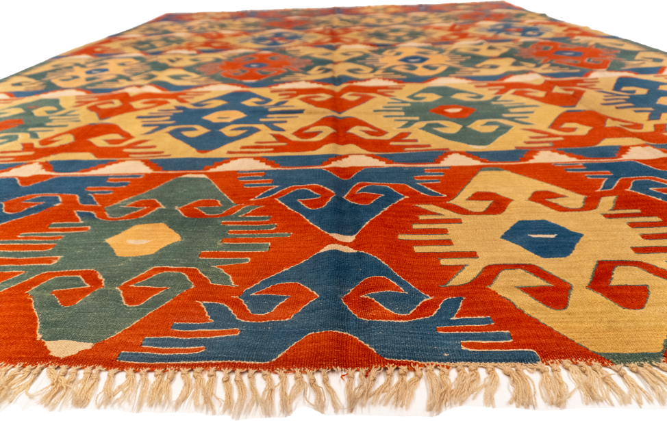 W 9.1 - L 12.2 - Kilim Wool All Over Rectangle - Finest Hand-Made Quality Wool - 24366