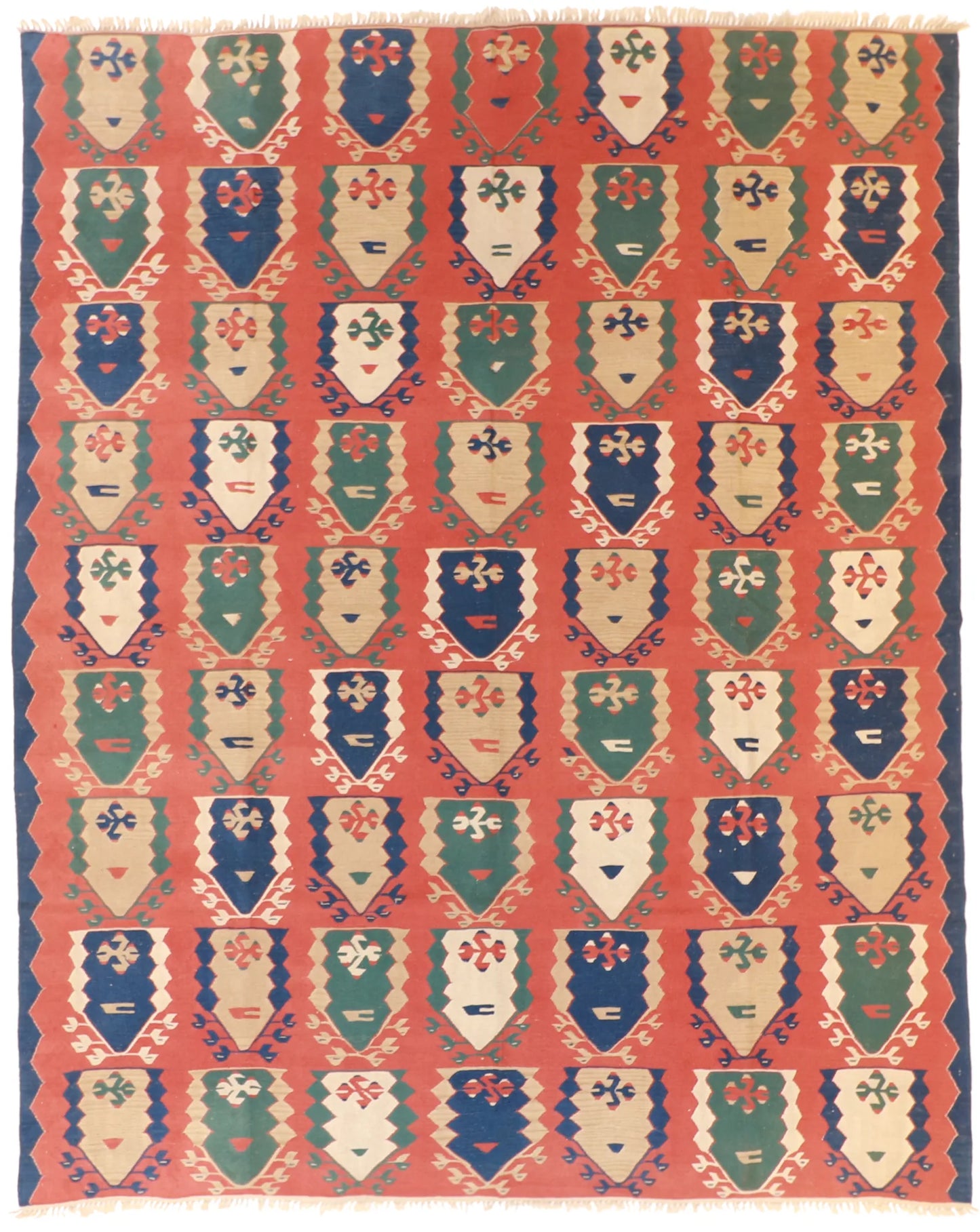 9.1 x 11.4 - Kilim Wool All Over Rectangle - Finest Hand-Knotted Quality Wool — 24367