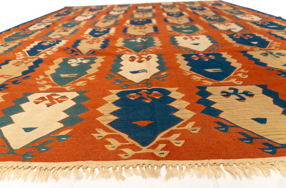 W 9.1 - L 11.4 - Kilim Wool All Over Rectangle - Finest Hand-Made Quality Wool - 24367