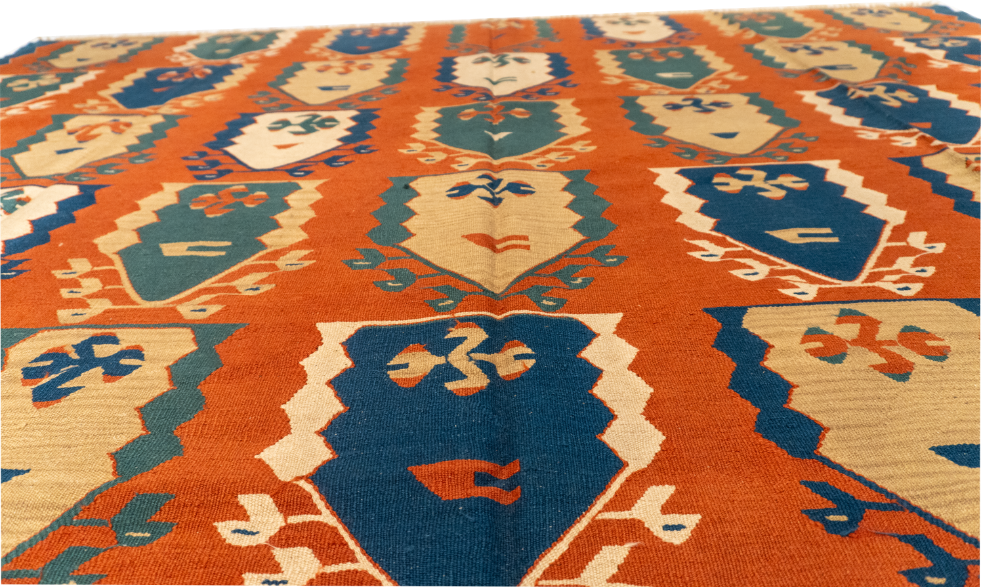 W 9.1 - L 11.4 - Kilim Wool All Over Rectangle - Finest Hand-Made Quality Wool - 24367