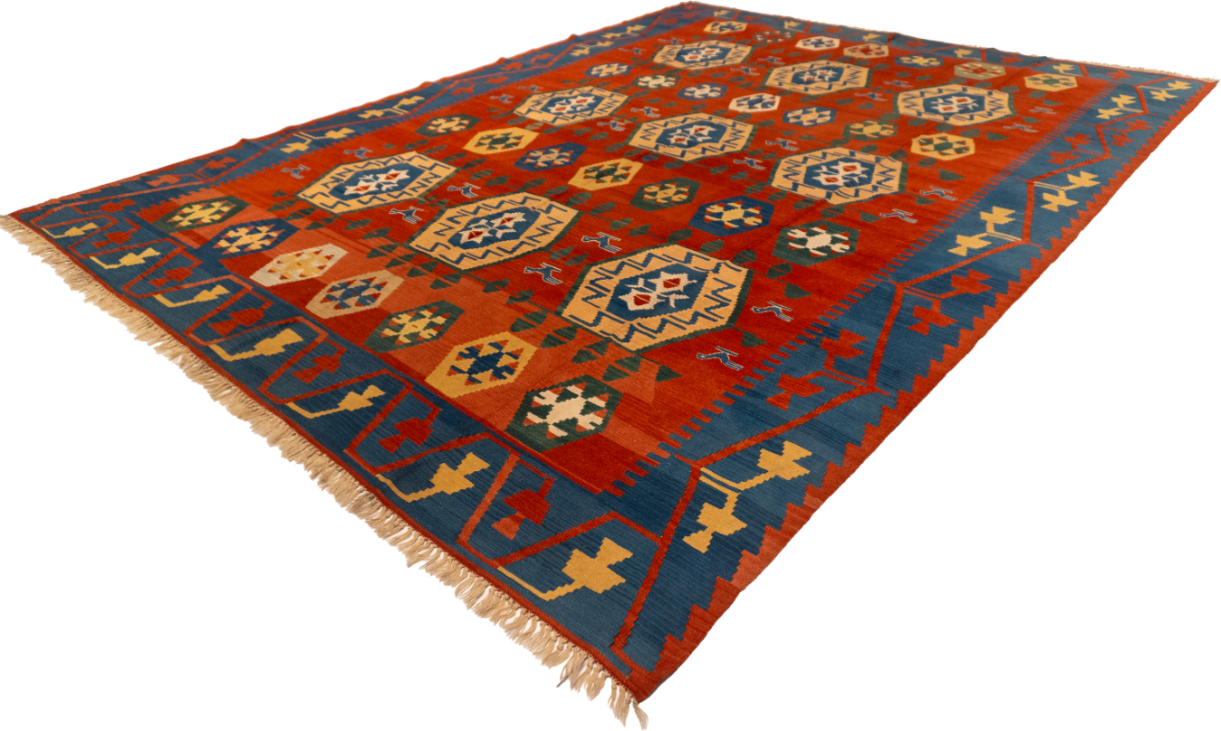 W 8.10 L 11.8 Kinora 100% Wool Hand-Woven All-Over Design - 24368