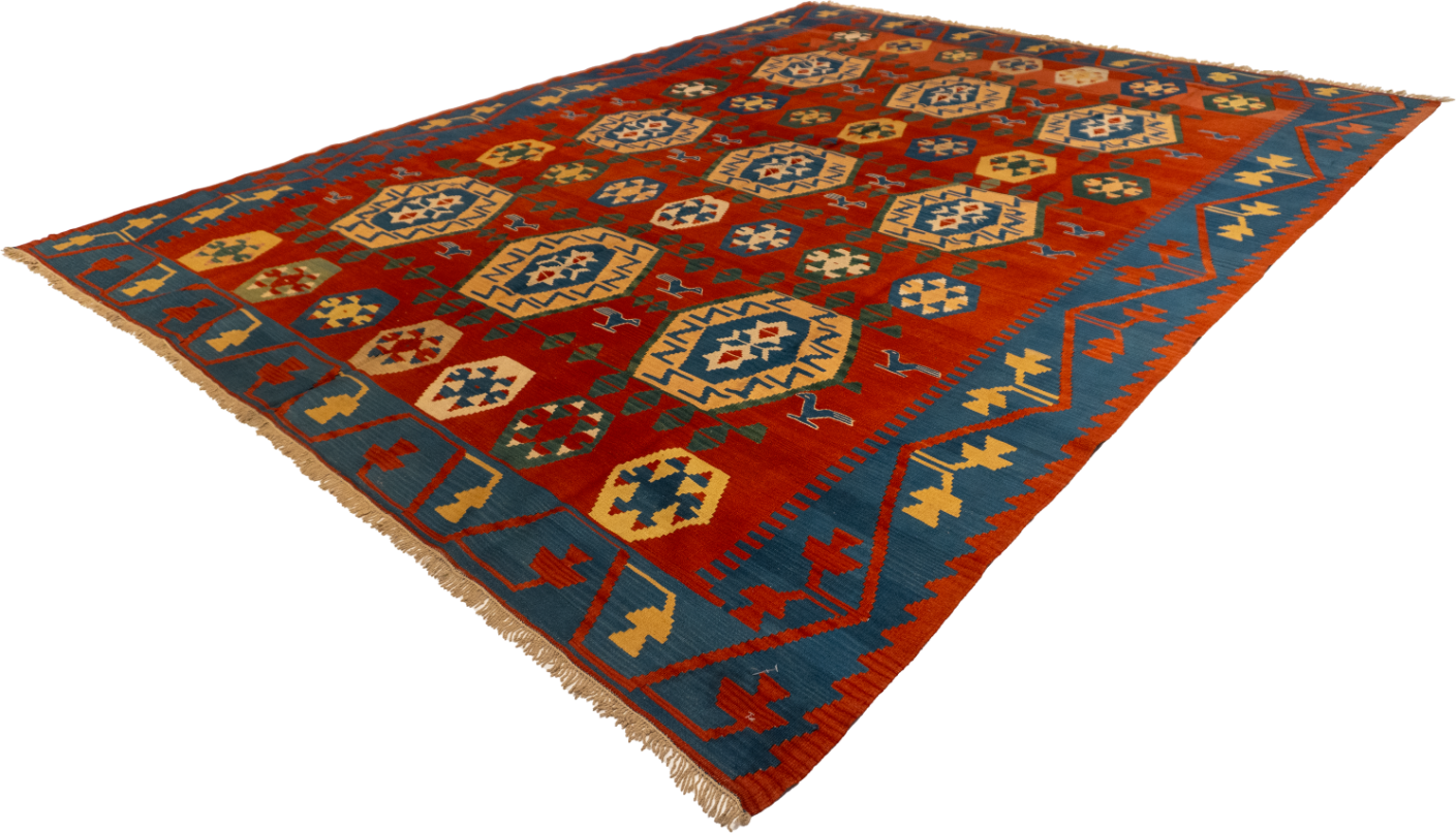 W 8.10 L 11.8 Kinora 100% Wool Hand-Woven All-Over Design - 24368