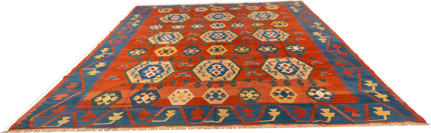 W 8.10 L 11.8 Kinora 100% Wool Hand-Woven All-Over Design - 24368