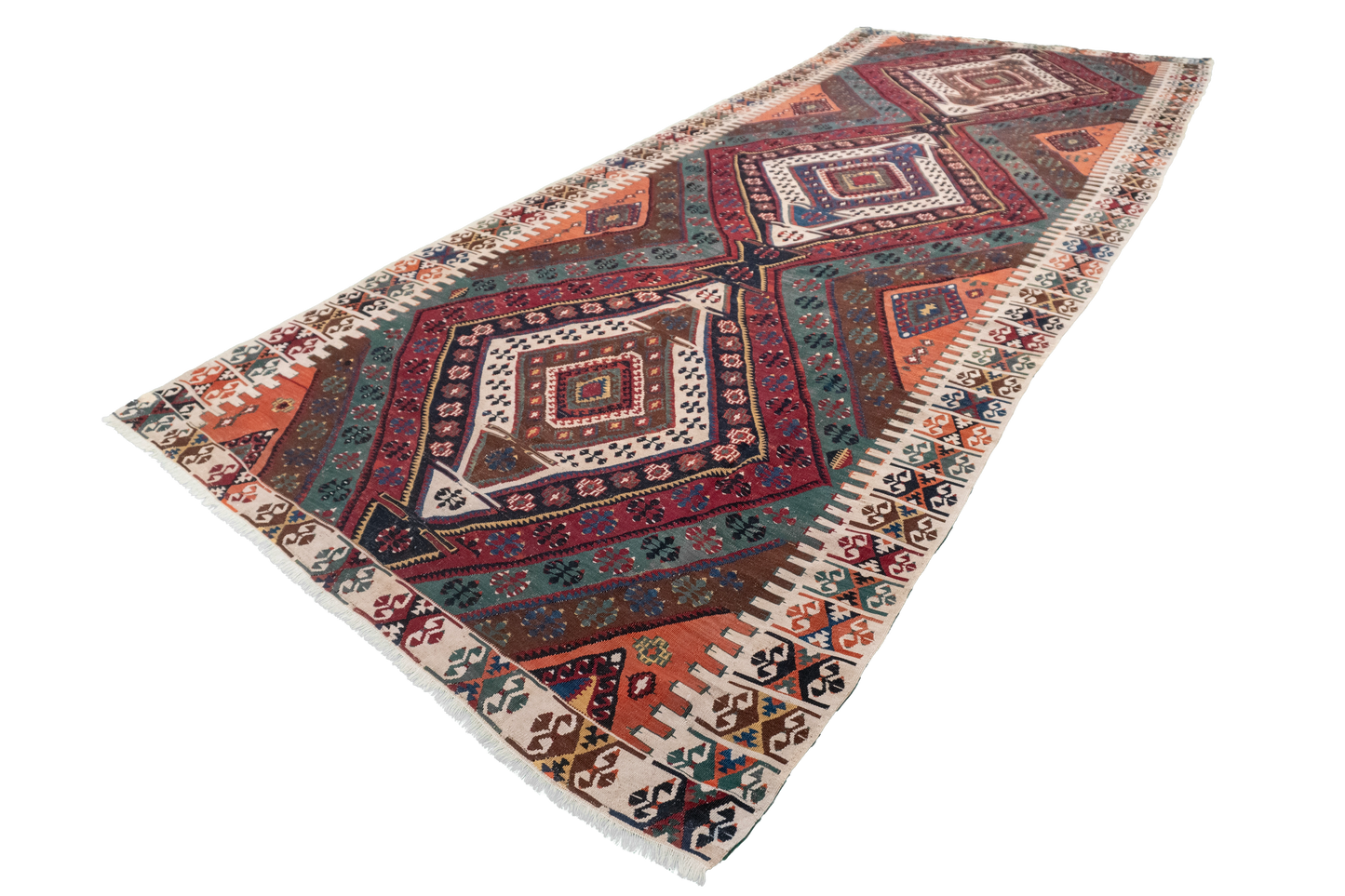 W 5.7 L 14.7 Kilim S. Antique 100% Wool Hand-Woven Geometric Design - 57315