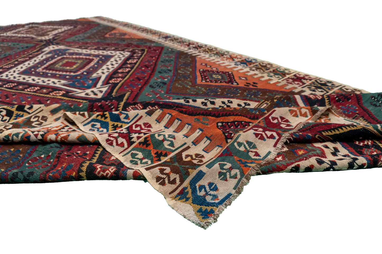 W 5.7 L 14.7 Kilim S. Antique 100% Wool Hand-Woven Geometric Design - 57315