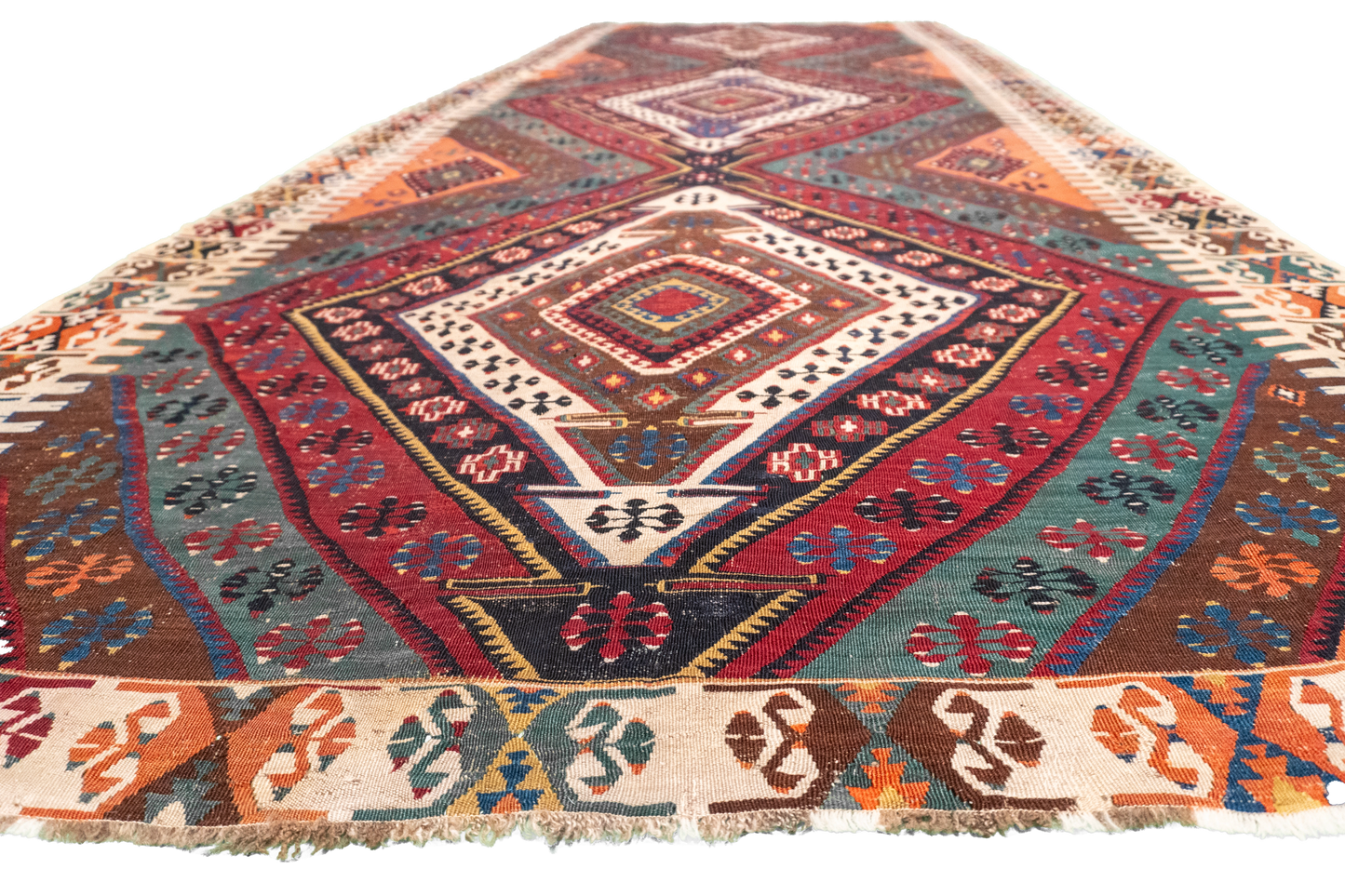 W 5.7 L 14.7 Kilim S. Antique 100% Wool Hand-Woven Geometric Design - 57315