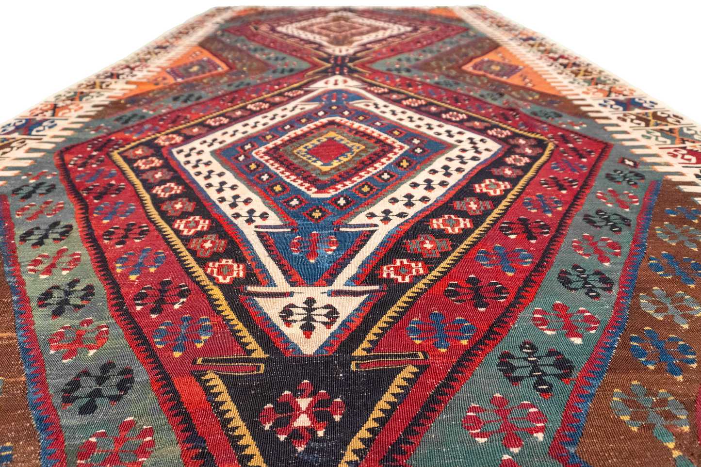 W 5.7 L 14.7 Kilim S. Antique 100% Wool Hand-Woven Geometric Design - 57315
