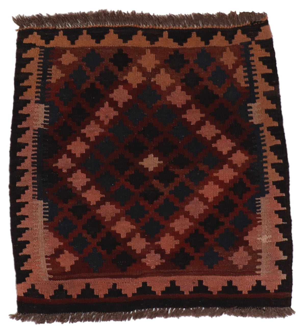 W 2 L 3 Kilim 100% Wool Hand-Woven Geometric Design - 24508