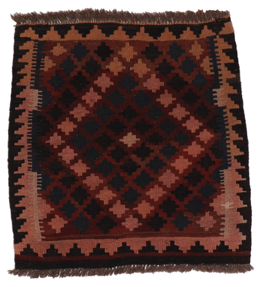 W 2 L 3 Kilim 100% Wool Hand-Woven Geometric Design - 24508