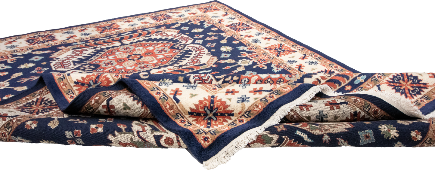 W 6.3 L 8.11 Kazak 100% Wool Hand-Woven Geometric Design - 24752